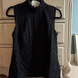 Banana Republic Black Lace Sleeveless High Neck Top